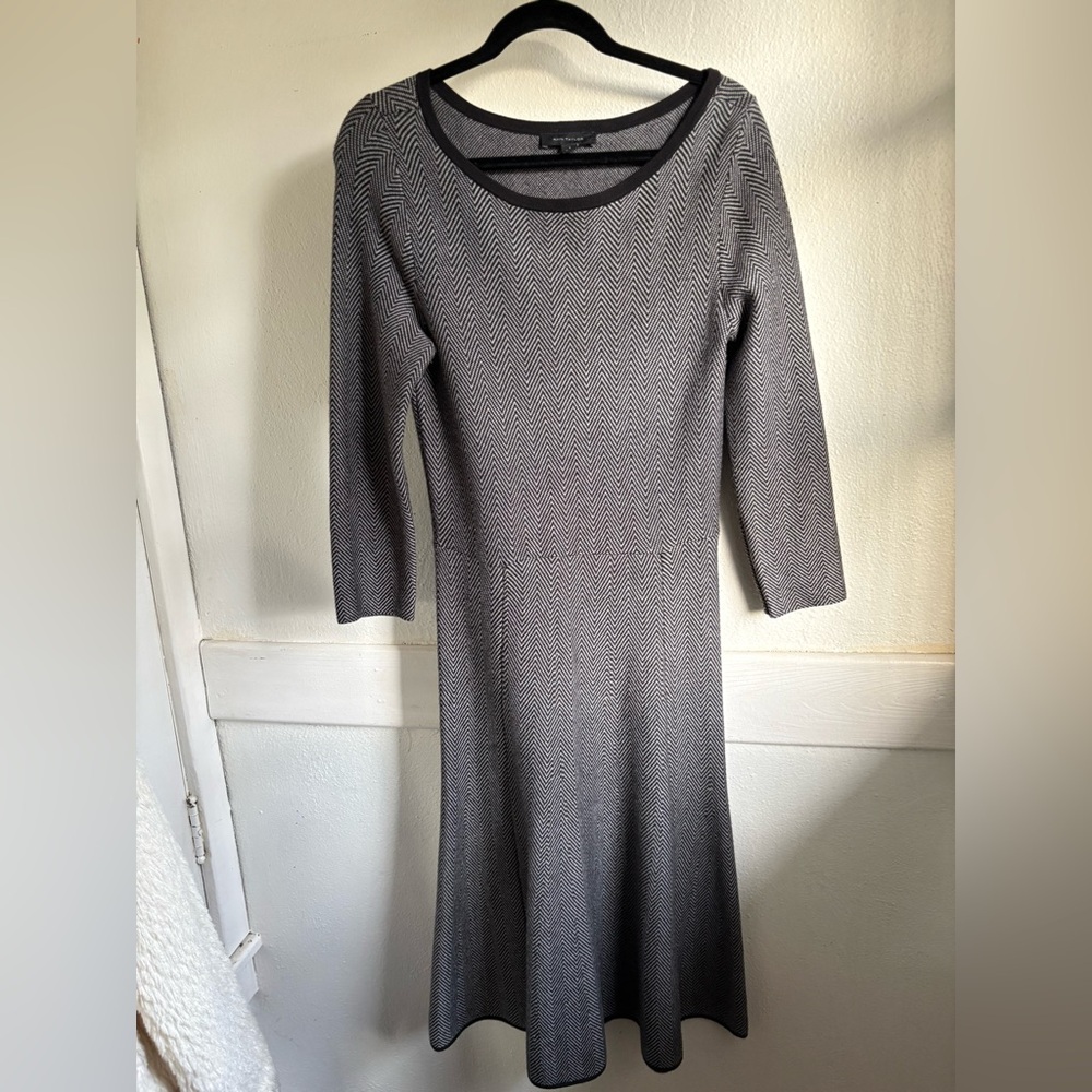 Women's Grey  Knit Dress - Classic Scoop Neck, Small